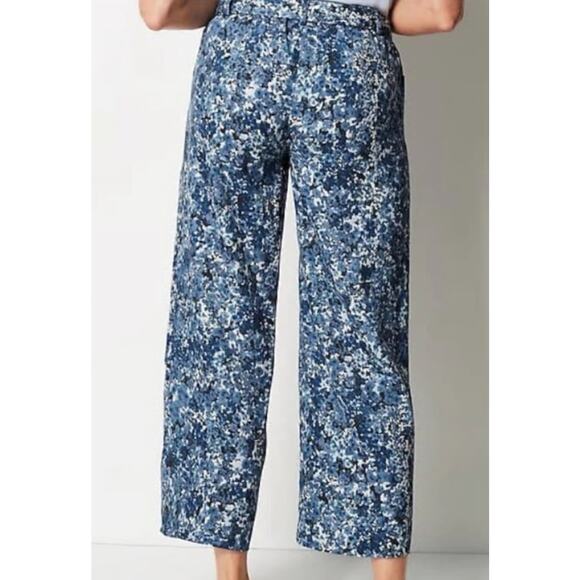 J.Jill Women’s Cropped Belted Floral wide leg Pants Blue 4x - Picture 3 of 8